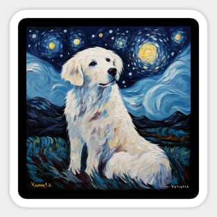 Kuvasz Painted in Starry Night style Sticker